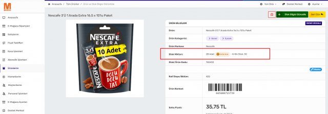 Kritik Stok Ürün Detay Sayfası Uyarısı